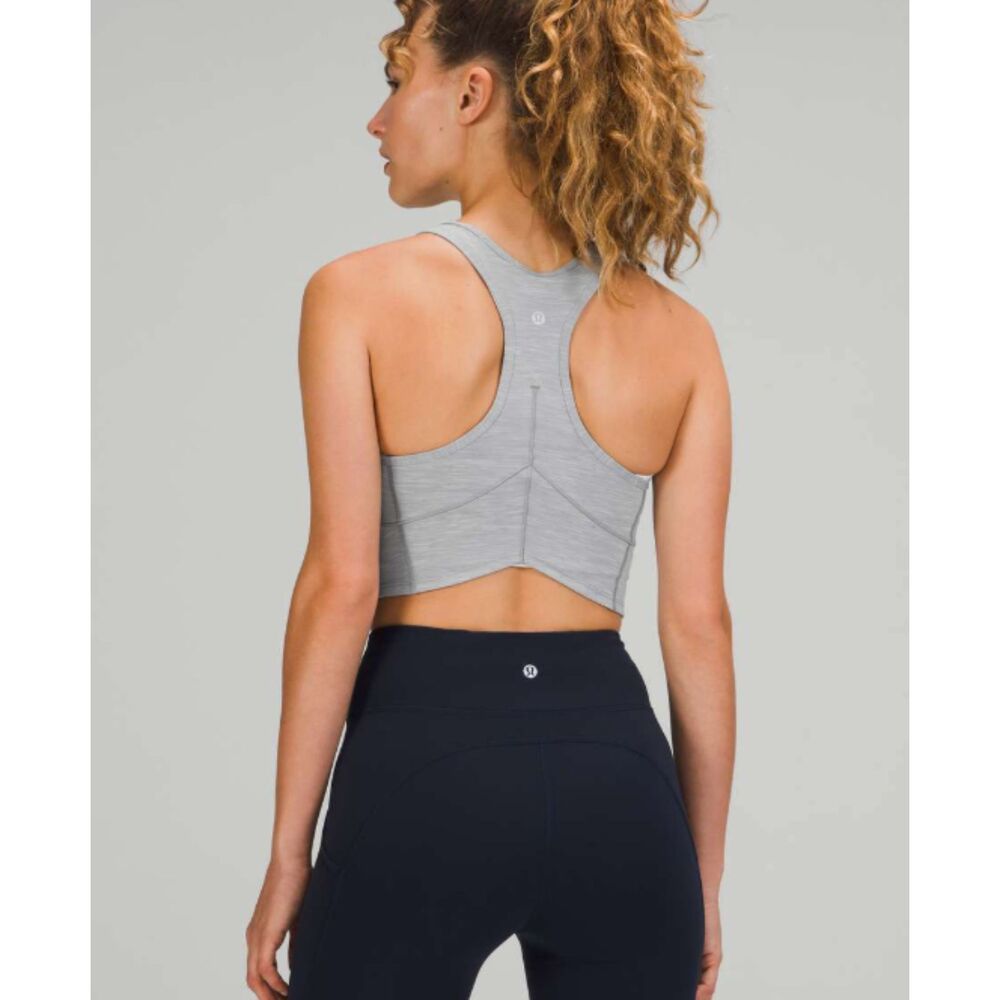 Lululemon Power Thru High Neck Racerback Tank Top Light Grey Size 6/8 Cropped - Picture 4 of 13